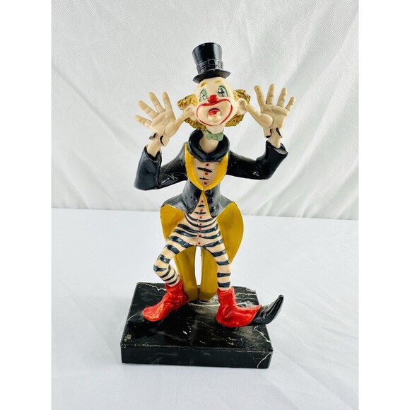 Vintage Fontanini Depose Italy 943 Silly Clown Figurine On Carrara Marble Base - Picture 1 of 16